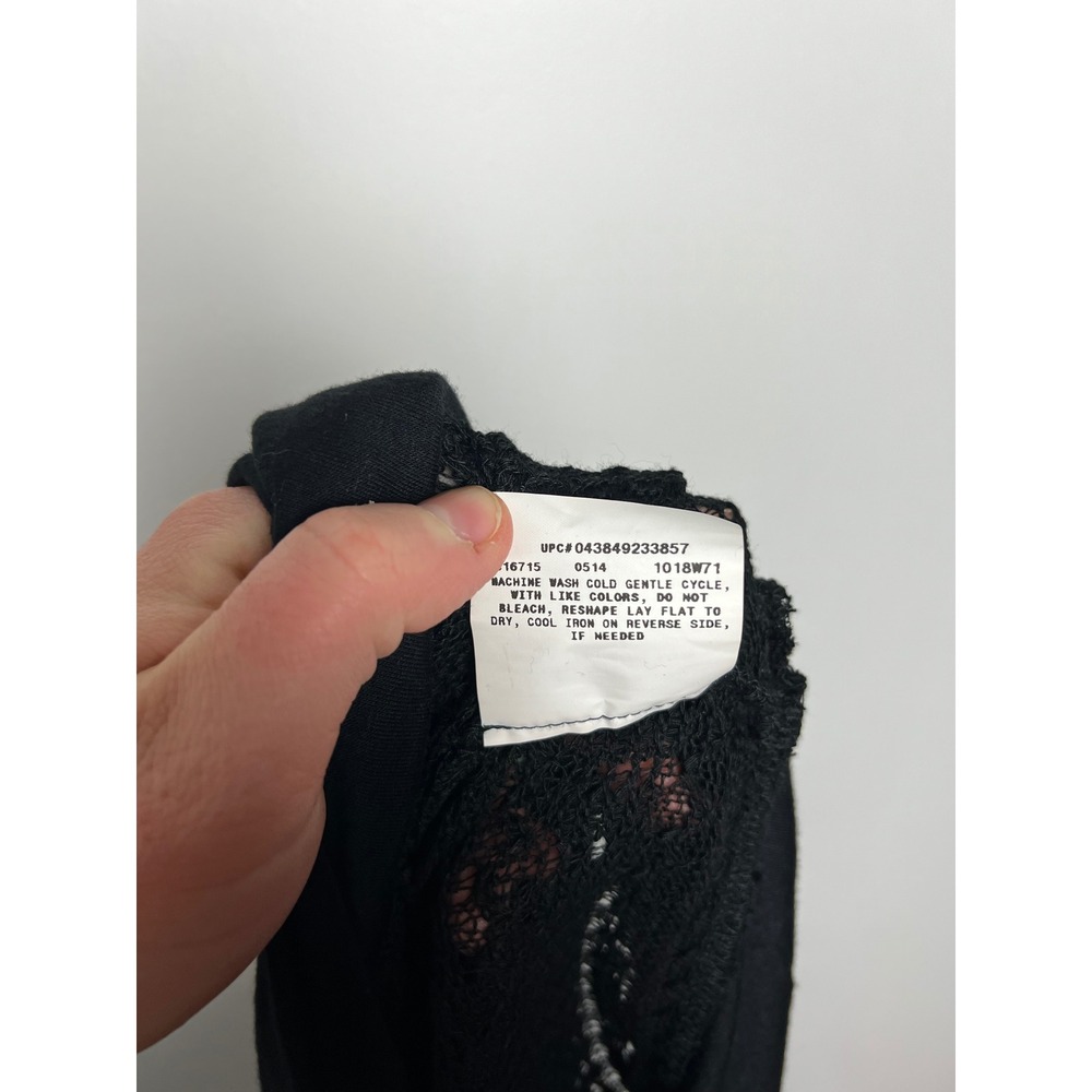 A. Byer Womens‎ Size Medium Black Pointelle Mesh Side Tie Knit Top NWT - Picture 5 of 7